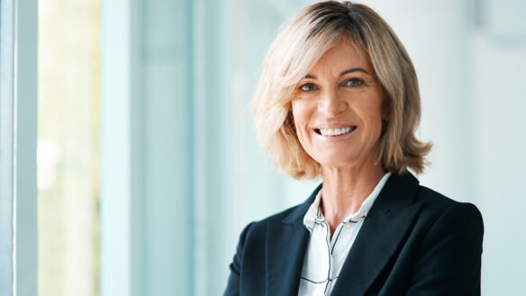 Smiling female professional financial advisor.